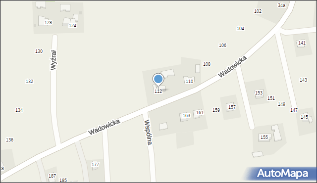 Wyźrał, Wadowicka, 112, mapa Wyźrał