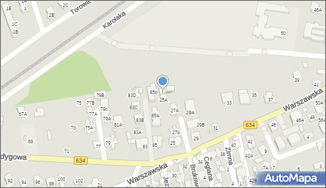 Ząbki, Warszawska, 25B, mapa Ząbki