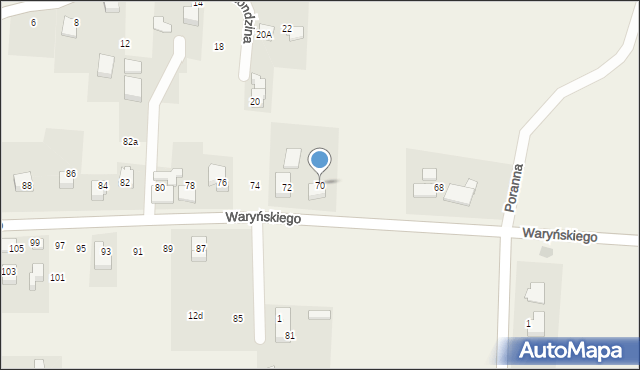 Zabrzeg, Waryńskiego Ludwika, 70, mapa Zabrzeg