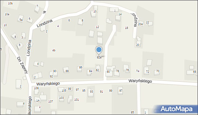 Zabrzeg, Waryńskiego Ludwika, 82a, mapa Zabrzeg