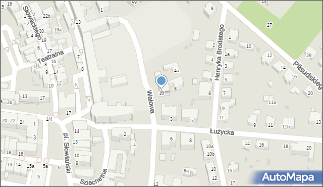 Żagań, Wałowa, 10, mapa Żagań