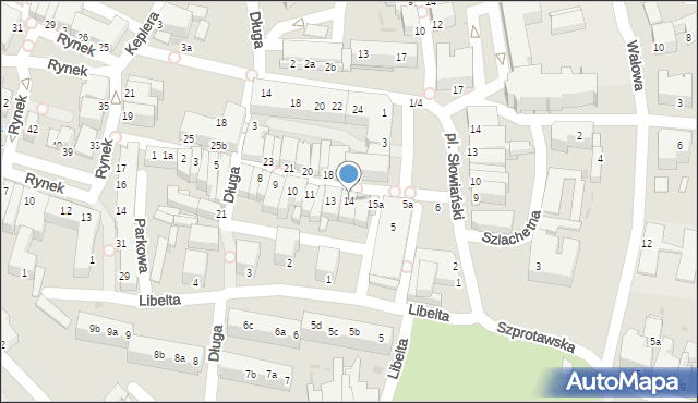 Żagań, Warszawska, 14, mapa Żagań