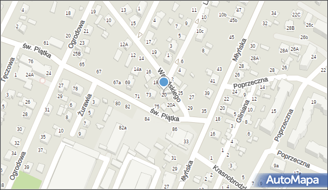 Zamość, Waryńskiego Ludwika, 20, mapa Zamościa