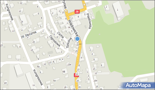 Zator, Wadowicka, 11, mapa Zator