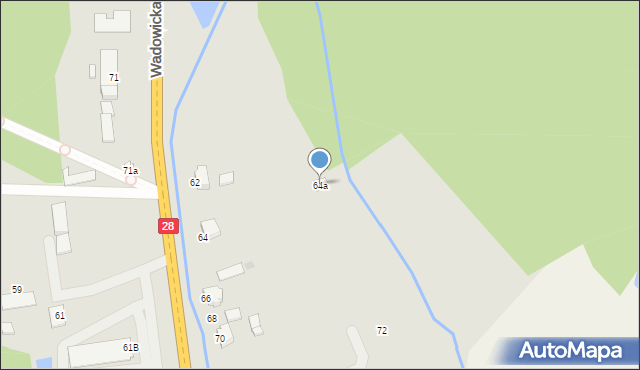 Zator, Wadowicka, 64a, mapa Zator