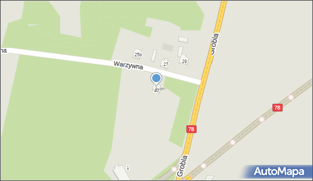 Zawiercie, Warzywna, 40, mapa Zawiercie