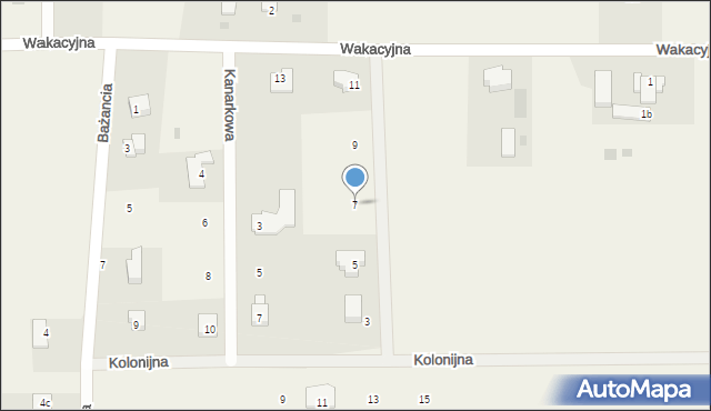 Zieleniewo, Wakacyjna, 7, mapa Zieleniewo