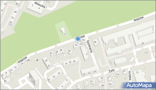 Zielona Góra, Wazów, 32b, mapa Zielona Góra