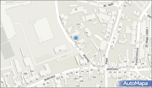 Zielona Góra, Wandy, 17, mapa Zielona Góra