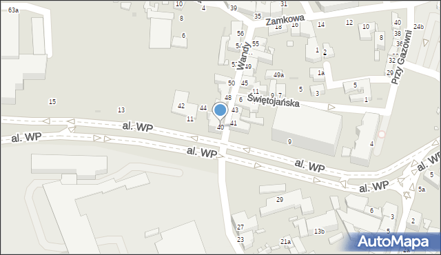 Zielona Góra, Wandy, 40, mapa Zielona Góra