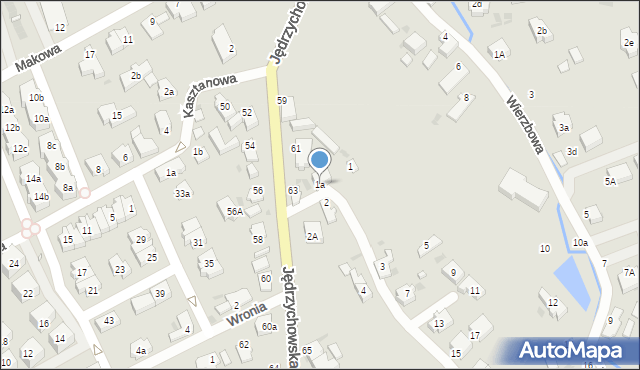 Zielona Góra, Warzywna, 1a, mapa Zielona Góra