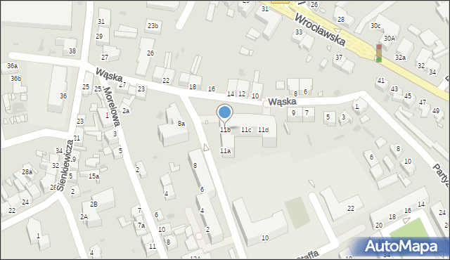 Zielona Góra, Wąska, 11b, mapa Zielona Góra