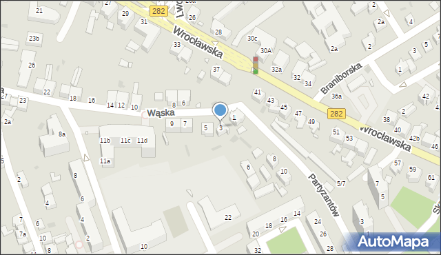 Zielona Góra, Wąska, 3, mapa Zielona Góra