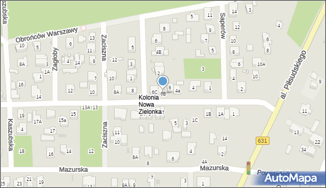 Zielonka, Warmińska, 6B, mapa Zielonka