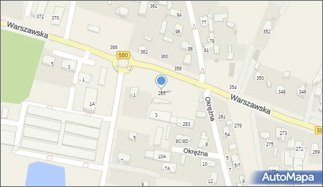 Zielonki-Parcela, Warszawska, 285, mapa Zielonki-Parcela