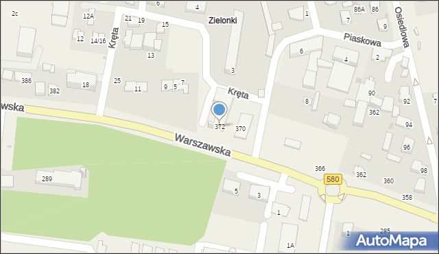 Zielonki-Parcela, Warszawska, 372, mapa Zielonki-Parcela