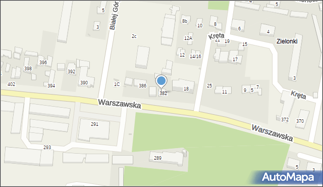 Zielonki-Parcela, Warszawska, 384, mapa Zielonki-Parcela