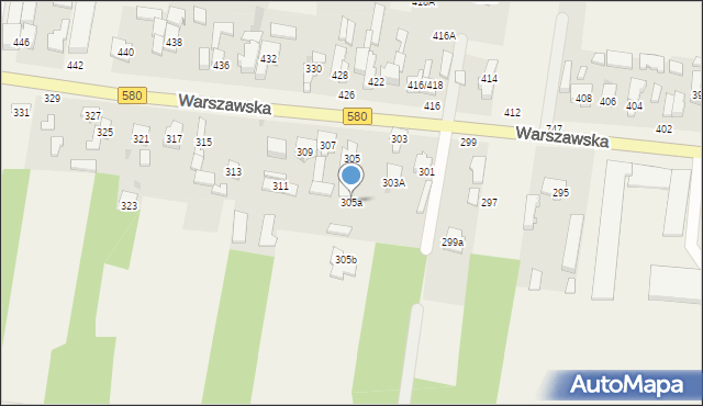 Zielonki-Wieś, Warszawska, 305a, mapa Zielonki-Wieś