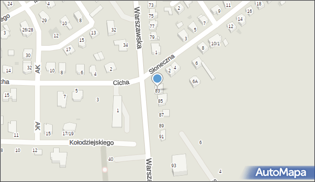 Żuromin, Warszawska, 83, mapa Żuromin