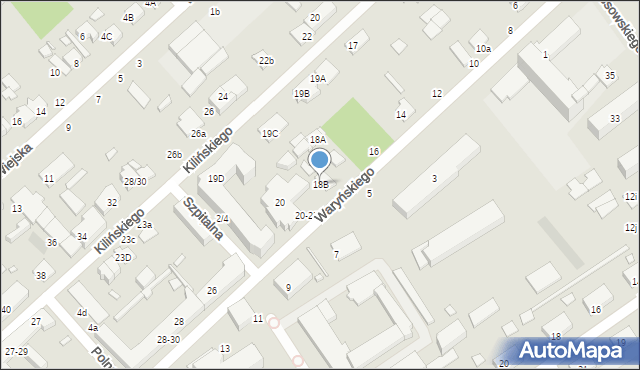 Żyrardów, Waryńskiego Ludwika, 18B, mapa Żyrardów