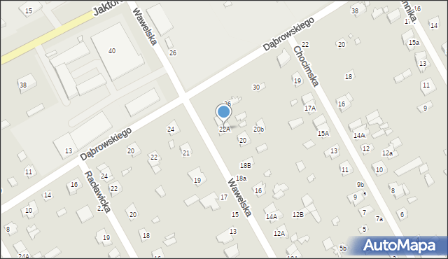 Żyrardów, Wawelska, 22A, mapa Żyrardów