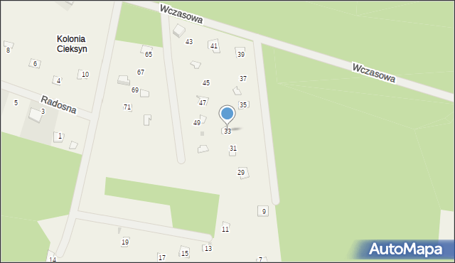 Cieksyn, Wczasowa, 33, mapa Cieksyn