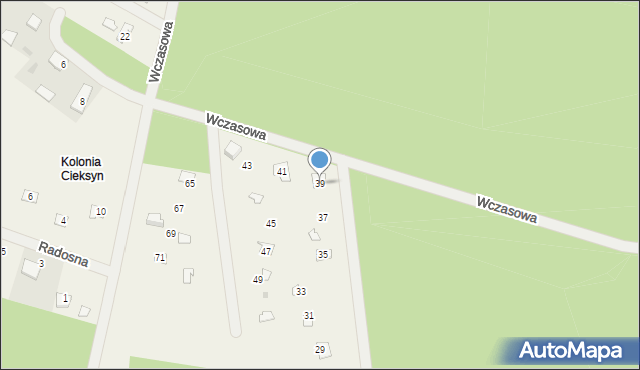 Cieksyn, Wczasowa, 39, mapa Cieksyn