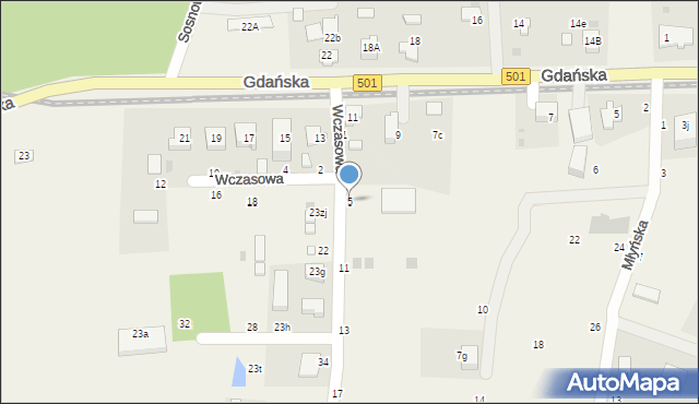 Jantar, Wczasowa, 7, mapa Jantar