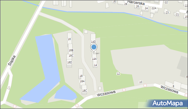 Katowice, Wczasowa, 14B, mapa Katowic