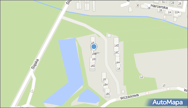 Katowice, Wczasowa, 16B, mapa Katowic