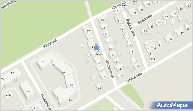 Kołobrzeg, Wczasowa, 15, mapa Kołobrzegu