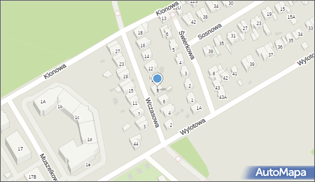 Kołobrzeg, Wczasowa, 8, mapa Kołobrzegu