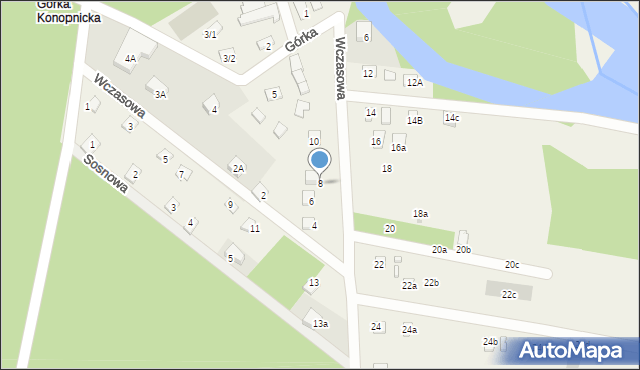 Konopnica, Wczasowa, 8, mapa Konopnica