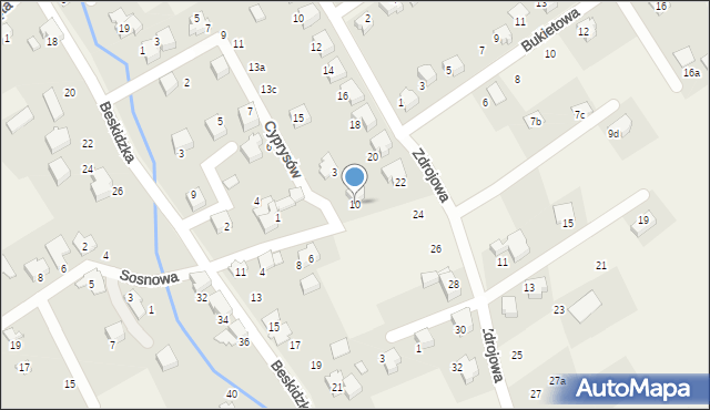 Kozy, Wczasowa, 10, mapa Kozy