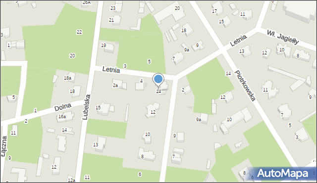 Łask, Wczasowa, 14, mapa Łask