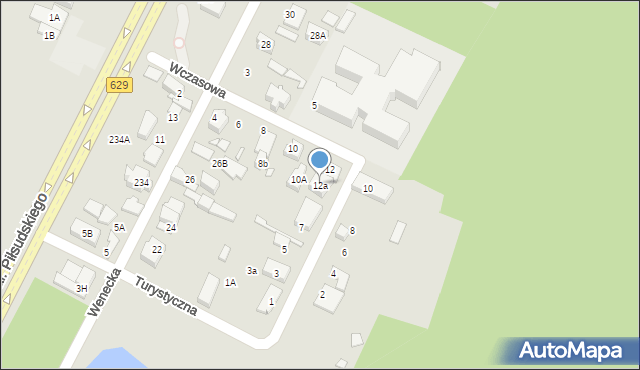Marki, Wczasowa, 12a, mapa Marki
