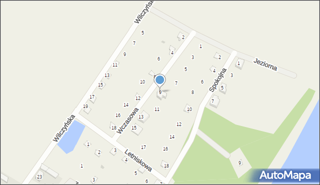 Mlecze, Wczasowa, 9, mapa Mlecze