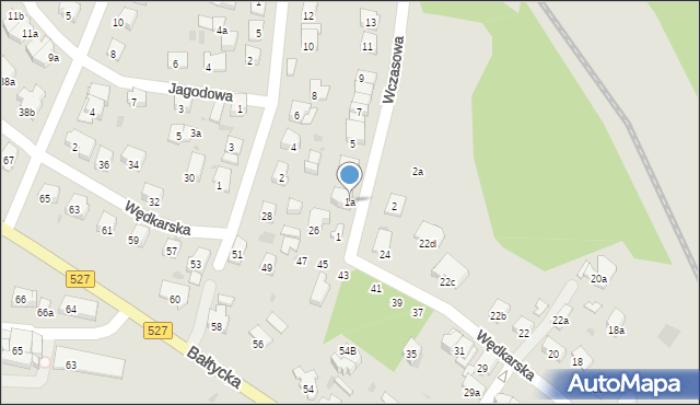 Olsztyn, Wczasowa, 1a, mapa Olsztyna