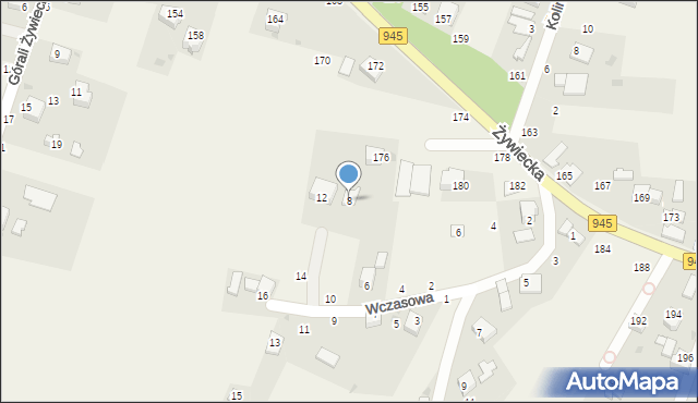 Pewel Mała, Wczasowa, 8, mapa Pewel Mała