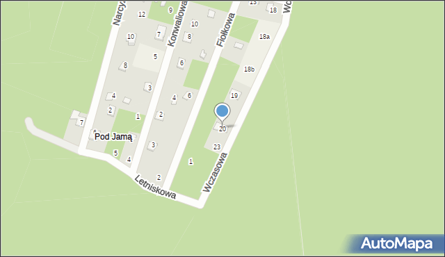 Pietrzaki, Wczasowa, 20, mapa Pietrzaki