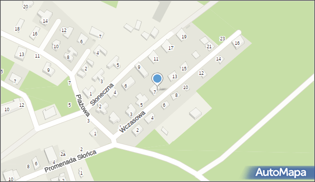 Poddąbie, Wczasowa, 7a, mapa Poddąbie