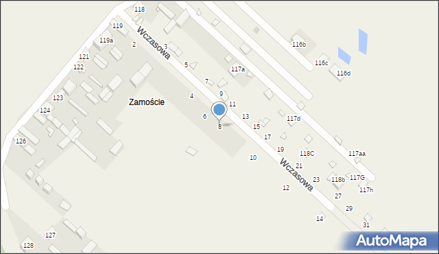 Pstrokonie, Wczasowa, 8, mapa Pstrokonie