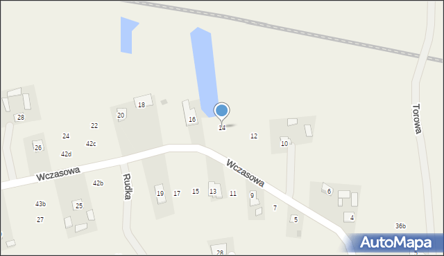 Rudka, Wczasowa, 14, mapa Rudka