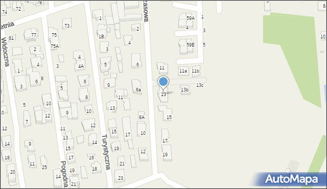 Rybie, Wczasowa, 13, mapa Rybie