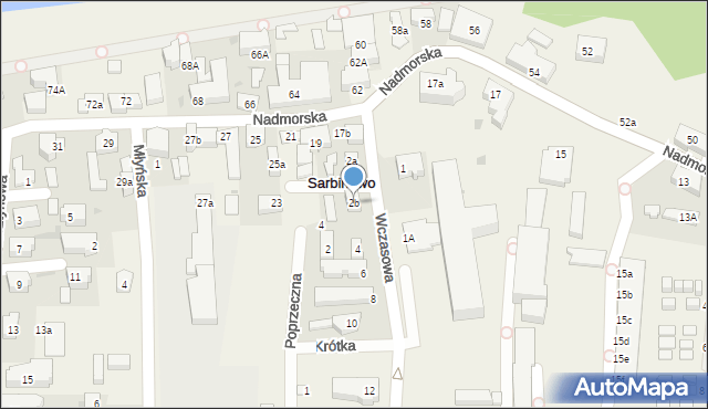 Sarbinowo, Wczasowa, 2b, mapa Sarbinowo
