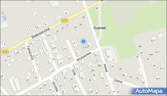 Supraśl, Wczasowa, 2, mapa Supraśl