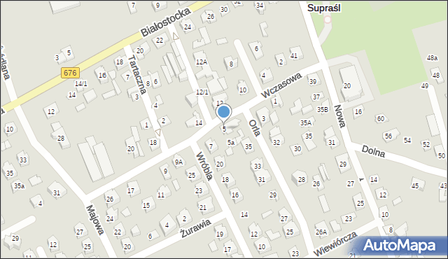 Supraśl, Wczasowa, 5, mapa Supraśl