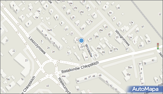 Szczecin, Wczasów, 13, mapa Szczecina