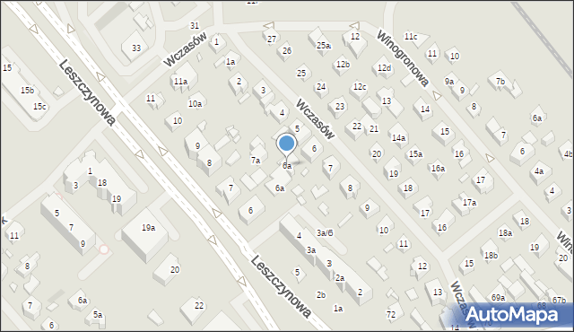 Szczecin, Wczasów, 6a, mapa Szczecina