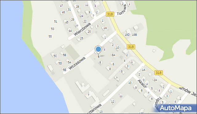 Tarnów Jezierny, Wczasowa, 6, mapa Tarnów Jezierny